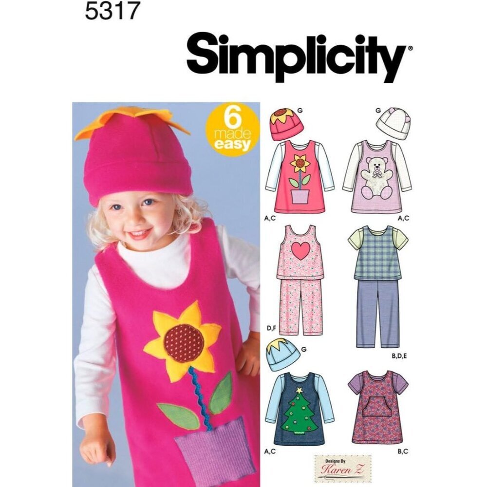 Simplicity Sewing Pattern 5317 Toddlers Dress Top Pants Top Hat Size‎ 1/2-4